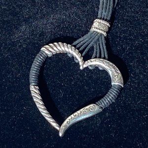 Brighton Heart Necklace 4-Strand Black Leather NWO Plus Brighton Pouch
